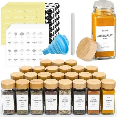 Produktbild von Famanu Gewürzgläser Set 24 Stück - 120 ml - mit Bambusdeckeln
