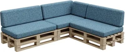 Produktbild von Palettenkissen, Palletenpolster, Gartenkissen, PFBG (3X Set (120x80 + 120x35), Maritim)