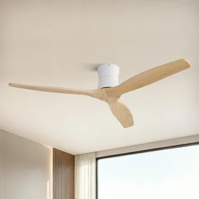 Produktbild von Sofucor Deckenventilator, 132 cm, Massivholz, ohne Leuchte und Aufhängung, hellgelb