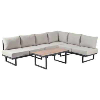 Produktbild von Gartenmöbel-Set, Garten-Loungesessel-Set, Ecksofa, Outdoor-Relaxbett, Couchtisch,Kann in ein Liegebett umgewandelt werden, verzinkter Stahl