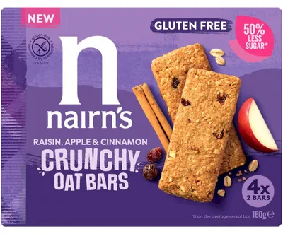 Produktbild von Nairn's Rosinen Apfel & Zimt Hafer-Riegel 160g – ballaststoffreicher Snack
