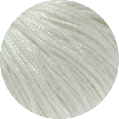 A close-up view of white yarn.