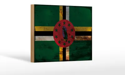 Produktbild von Holzschild Flagge Dominicas 18x12cm Flag of Dominica Rost