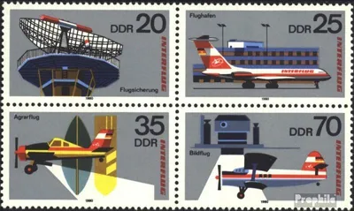 Produktbild von Briefmarken DDR 1980 Mi 2516-2519 Viererblock (kompl.Ausgabe) gestempelt Interflug