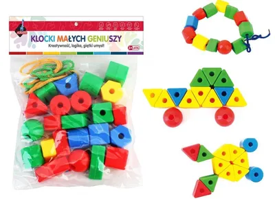 Obrázok produktu pre Malí géniovia bloky veľké korálky 62 kusov 112558