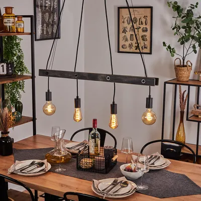 Produktbild von Voceto »Voceto« Hängelampe aus Metall/Holz in Schwarz/Braun