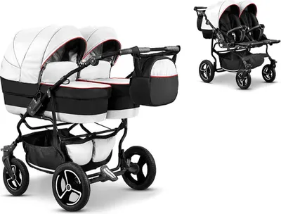 Produktbild von Zwillingskinderwagen 2 in 1 Twin Star inkl. Sportsitze - 10 Teile -  in 16 Farben
