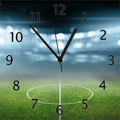 Produktbild von Wallario Design Wanduhr Fußball Stadion Mittellinie II aus Echtglas, Größe 30 x 30 cm