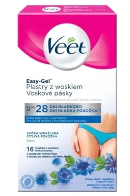 Produktbild von Veet Wachspflaster für Bikini-Epilation, Intimbereich empfindliche Haut, 16 Stück