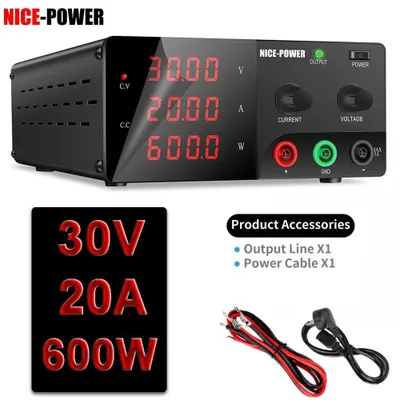 Produktbild von Labornetzgerät - Einstellbares DC Schaltnetzteil 30V 20A - Regelbares Netzgerät mit Einzelausgang - Eingang 220V AC 50/60Hz