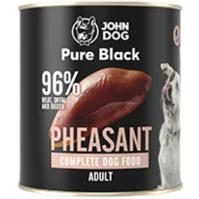 Produktbild von John Dog Hundenassfutter Pure Black Fasan - Premium Getreidefreies Hundefutter mit 96% Fleisch - Monoprotein Nassfutter für ausgewachsene Hunde 800g