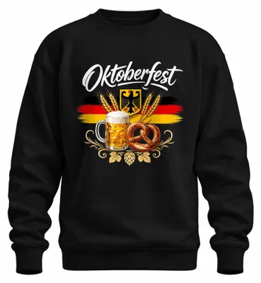 Produktbild von Deutschland Flagge Bier Trachtenshirt Lederhose Sweatshirt Pullover, Schwarz, 3XL