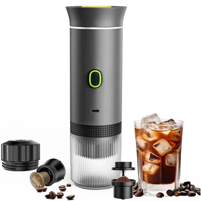 Produktbild von Tragbare Espressomaschine 3 in 1,Tragbare Kaffeemaschine, Espressomaschine für Camping,Reisekaffeemaschine mit USB-C-Anschluss für Wohnmobil,Wandern