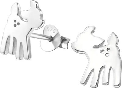 Produktbild von Rehkitz Kinder Ohrringe Ohrstecker 925 Sterling Silber vergoldet Material - Silber