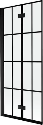 Produktbild von Mexen Mist Duschabtrennung 2-flügelig links 80 x 150 cm, schwarzes Gitter, schwarz - 8A9-080-002-70-77-L