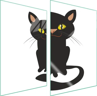 Produktbild von Herdabdeckplatten 2 teilig 35x52 Glaskeramikkochfeld Abdeckung Glas Schneidebrett Katze Weiß