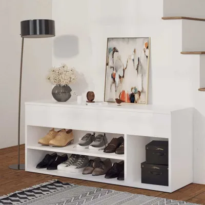 Produktbild von vidaXL Lavica na topánky biela 105x30x45 cm Drevo Materiál