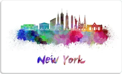 Produktbild von Wallario Frühstücksbrettchen aus Glas, je 14 x 23 cm, mit rutschfesten Füßen, Motiv Städte als Aquarell - Skyline von New York