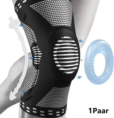 Produktbild von Kniestütze(Schwarz,M),Komprimierte Kniebandage für Männer Frauen mit PMMA-Seitenstabilisatoren+Patella Pad,Bandage Knieschoner für Meniskusriss