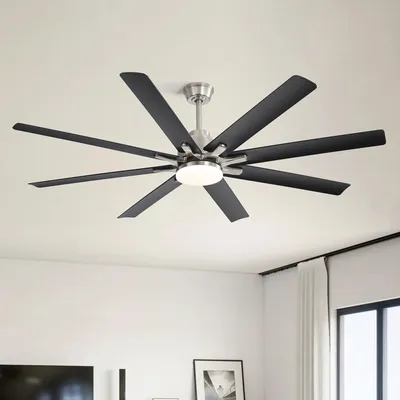 Produktbild von Sofucor 167,5 cm moderner LED-Deckenventilator, intelligent, mit Fernbedienung und App-Steuerung – Nickel gebürstet, Nickel gebürstet