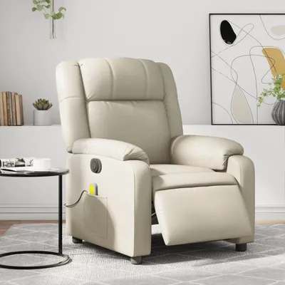 Produktbild von Massagesessel Elektrisch Creme Kunstleder , Klassische Sessel 2024 Neu