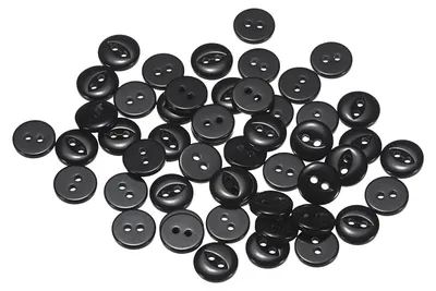 Nähknöpfe, schwarz, 11,5 mm, 50 Stück, Kunstharz, 2 Löcher