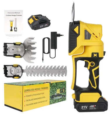 Obrázek produktu pro Elektrické nůžky na živé ploty – 2 v 1: nůžky na živé ploty a nůžky na trávu – bezdrátové – s dvojitými noži – 1500 otáček za minutu – čepele o délce 24/13,5 cm – 1 baterie
