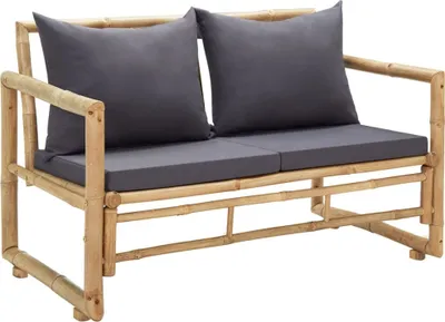 Image de Banc de jardin avec coussins 115 cm Bambou