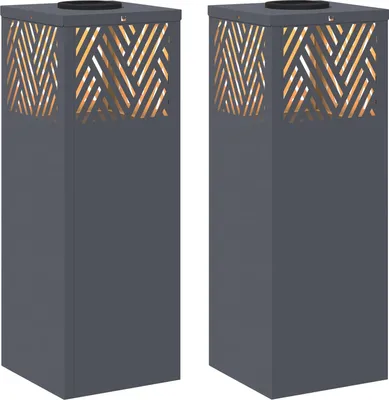 Produktbild von vidaXL Solar LED Weg Licht 2 Stk. Warmes Weiß 18 x 18 x 50 cm
