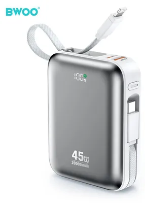 Produktbild von BWOO 20000mAh Schnelllade-Powerbank PD45W mit 2 Kabeln Typ C und