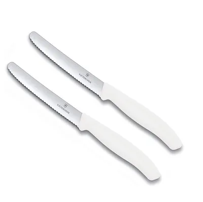 Produktbild von Küchenmesser-Set weiß, mit Wellenschliff