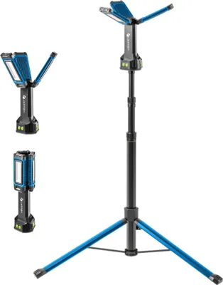 LED-Baustrahler mit Stativ, 7000 lm, 360°, IP54, Akku