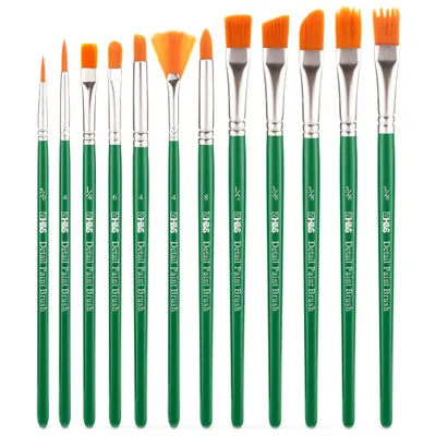 Produktbild von H&S Pinselset für Acrylfarben Aquarell und Ölfarben - 12er Set - Professionelle Flache und runde Pinsel zum Malen - Künstler Zubehör aus Synthetischem
