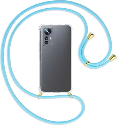Produktbild von Handykette Backcover-Schutzhülle mit Band (Metall goldfarben) für Xiaomi 12 Lite - himmelblau