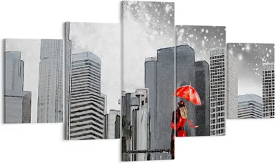 Produktbild von Bild auf Leinwand - Leinwandbild - Stadt Haus Straße - 125x70cm - Wand Bild - Wanddeko - Wandbilder - Leinwanddruck - Bilder - Kunstdruck - Wanddekoration - Leinwand bilder - Wandkunst - EA125x70-3948