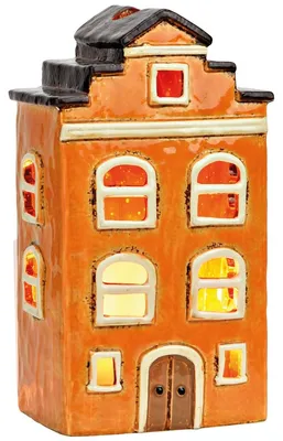 Produktbild von Oranges Windlicht Dekohaus Teelichthaus aus Steingut, 13x22x9 cm