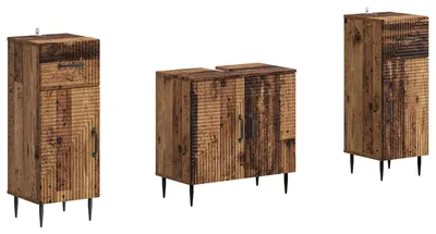 Immagine prodotto di vidaXL Set di due mobili da bagno HAARLEM, in legno massello riciclato e materiale composito