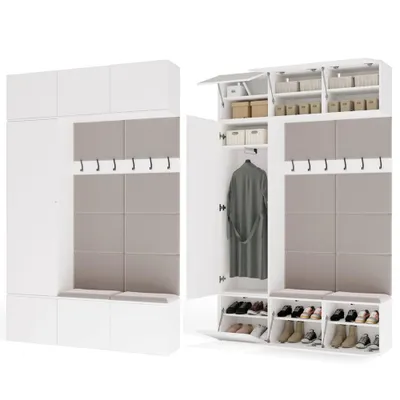 Image de Armoire HAGA III 1Sz2W BLANCHE + 2 cintres pour le couloir