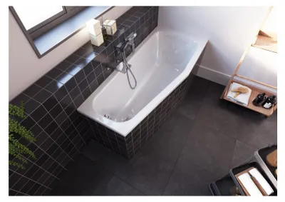 Produktbild von RIHO Dola Rechteck-Badewanne, Mittelablauf, 2-Rückenschrägen, Einbau, weiß glänzend, B155001005