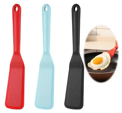 Image de Jeu de 3 spatules en silicone, résistantes à la chaleur et antiadhésives, pour les poêles avec revêtement