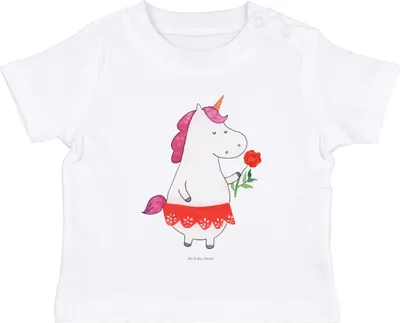 Produktbild von Mr. & Mrs. Panda  T-Shirt Einhorn Dame 6. - 12. Monat - Weiß - Geschenk, Baby, Unicorn, Top, Frau, Organic, Babyshirt, Lady, Shirt, Bachelor, Trennung, Bachelorette
