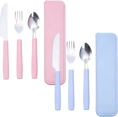 Produktbild von Campingbesteck 6-teilig Set, Edelstahl, mit Aufbewahrungskoffer, für Camping