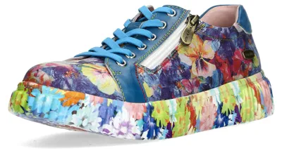 Produktbild von Laura Vita Damen Sneaker Plateau Floral Reißverschluss SOLENO 02, Größe:37 EU, Farbe:Blau