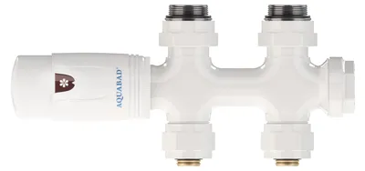 Produktbild von Aquabad® Multiblock Heizkörperthermostat, Weiß, Durchgangsform + Adapter 15mm