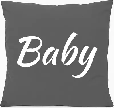 Produktbild von Huuraa Kissen Baby Schriftzug 40x40cm mit Füllung Steel Grey Baumwolle Dekokissen Geschenkidee