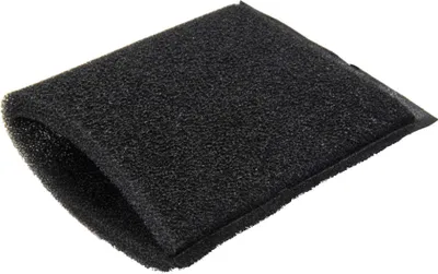 A black foam filter is shown against a white background.