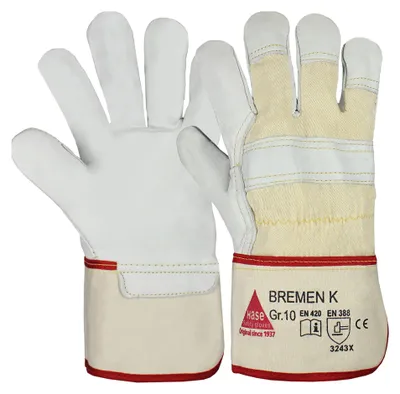 Produktbild von Hase Bremen K Arbeitshandschuh aus Rindnarbenleder Größe 10