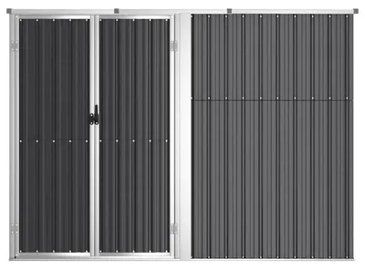 Zdjęcie produktu dla Altana ogrodowa – schowek na narzędzia – 225 x 89 x 161 cm – metalowa – wodoszczelna – solidna konstrukcja do przechowywania na zewnątrz – drzwi 99 x 152 cm – czarna