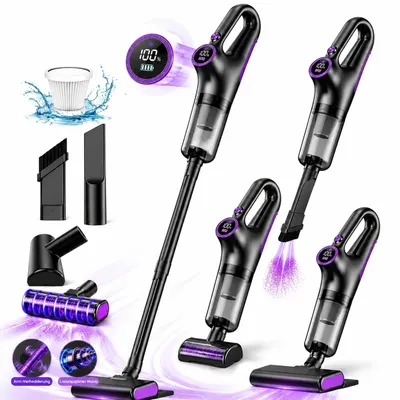 Produktbild von 2-in-1 Tragbar Handstaubsauger, 15000Pa Kabelloser Staubsauger, Stabstaubsauger mit LED-Anzeige, HEPA-Filter, Staubsauger für Zuhause & Hartholzboden