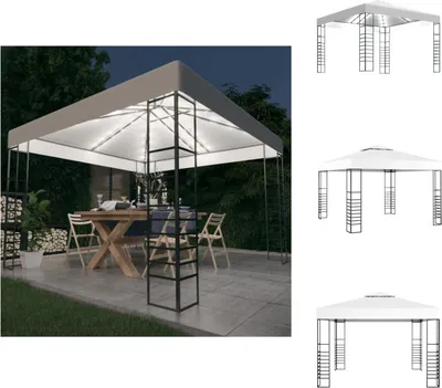 Obrázok produktu pre vidaXL Záhradný stan s LED rozprávkovými svetlami 3x3 m biely - Pavilóny a párty stany